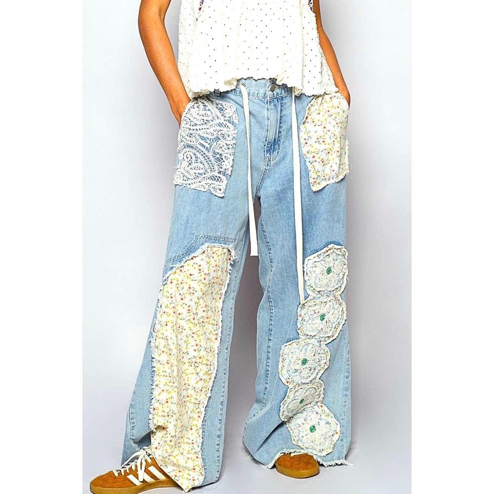 POL Patchwork Wide-Leg Jeans NWOT